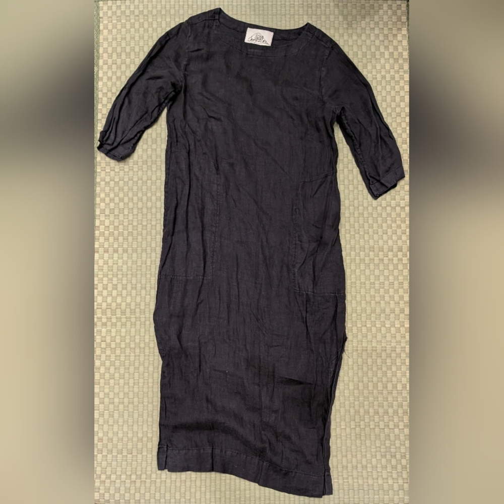 Sugar Candy Mountain Nico Dress 100% Linen Charcoal Women's Size Small